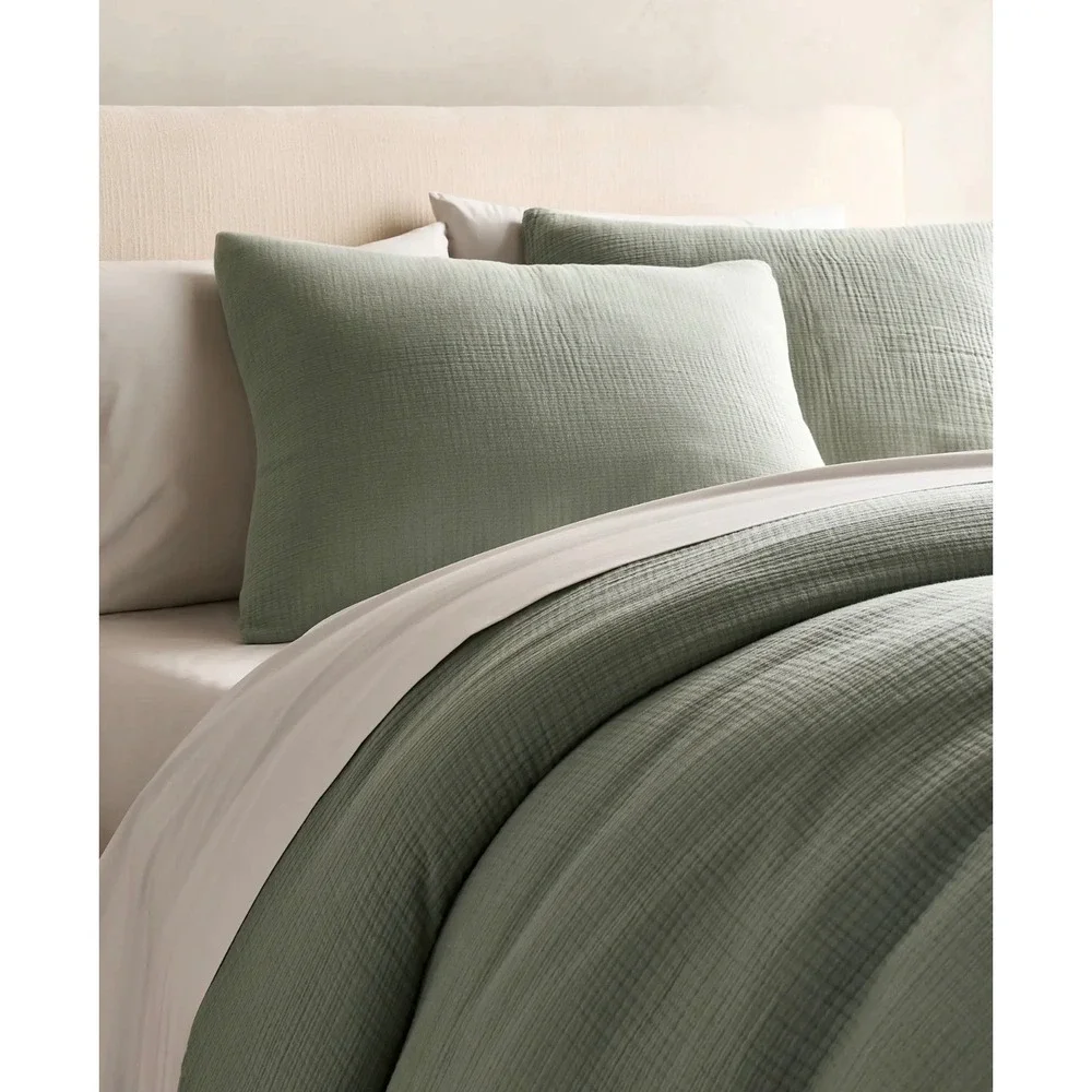 Quince Airy Gauze Duvet Cover Twin Dried Sage 100% Organic Cotton
